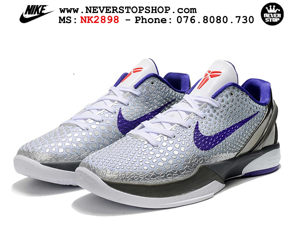 Giày bóng rổ nam nữ Nike Kobe 6 Xám Tím hàng đẹp replica 1:1 best quality giá rẻ tại NeverStop Sneaker Shop Quận 3 HCM