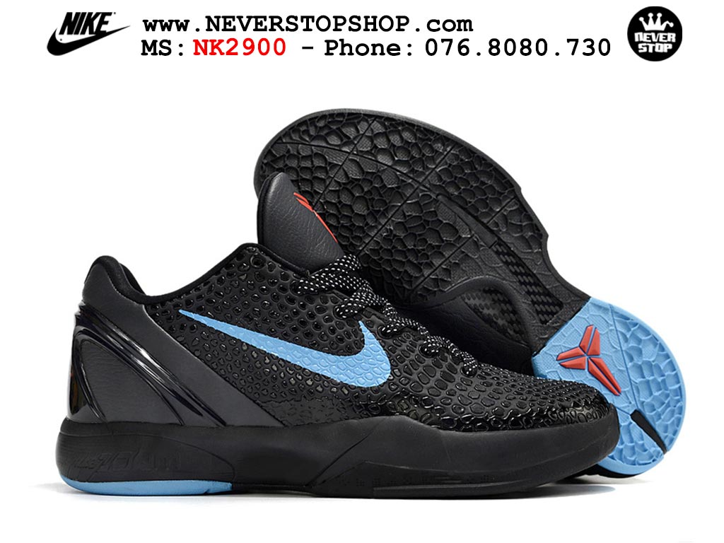 Giày bóng rổ nam nữ Nike Kobe 6 Đen Xanh Da Trời hàng đẹp replica 1:1 best quality giá rẻ tại NeverStop Sneaker Shop Quận 3 HCM