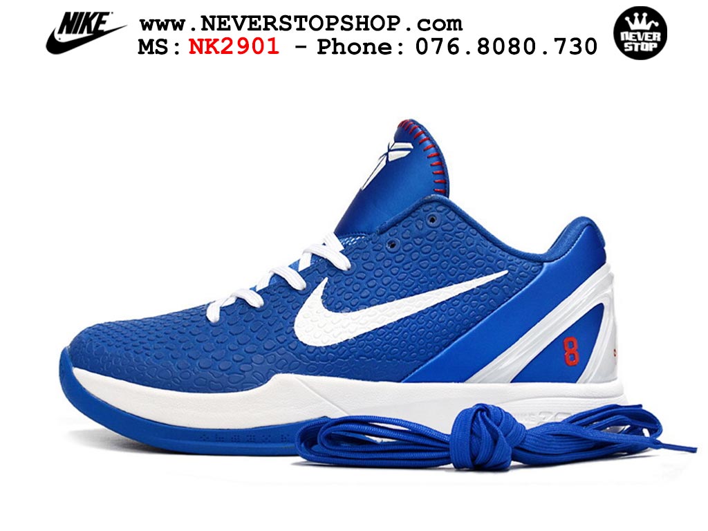 Giày bóng rổ nam nữ Nike Kobe 6 Xanh Dương Trắng hàng đẹp replica 1:1 best quality giá rẻ tại NeverStop Sneaker Shop Quận 3 HCM