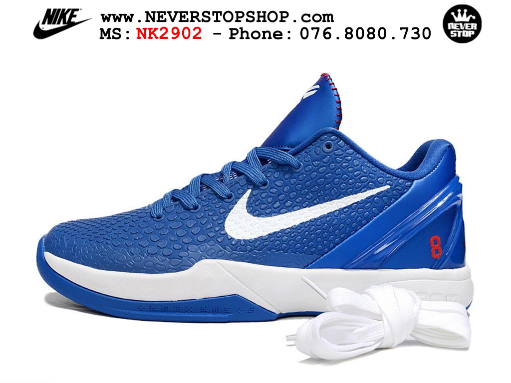 Giày bóng rổ nam nữ Nike Kobe 6 Xanh Dương Trắng hàng đẹp replica 1:1 best quality giá rẻ tại NeverStop Sneaker Shop Quận 3 HCM