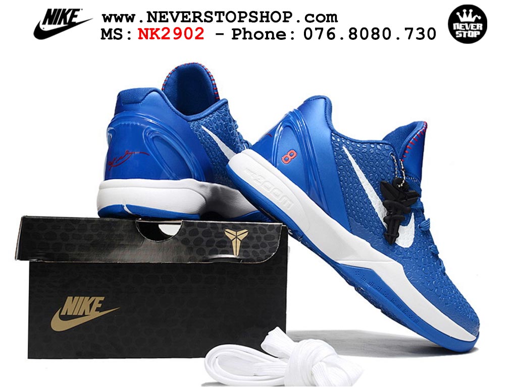 Giày bóng rổ nam nữ Nike Kobe 6 Xanh Dương Trắng hàng đẹp replica 1:1 best quality giá rẻ tại NeverStop Sneaker Shop Quận 3 HCM