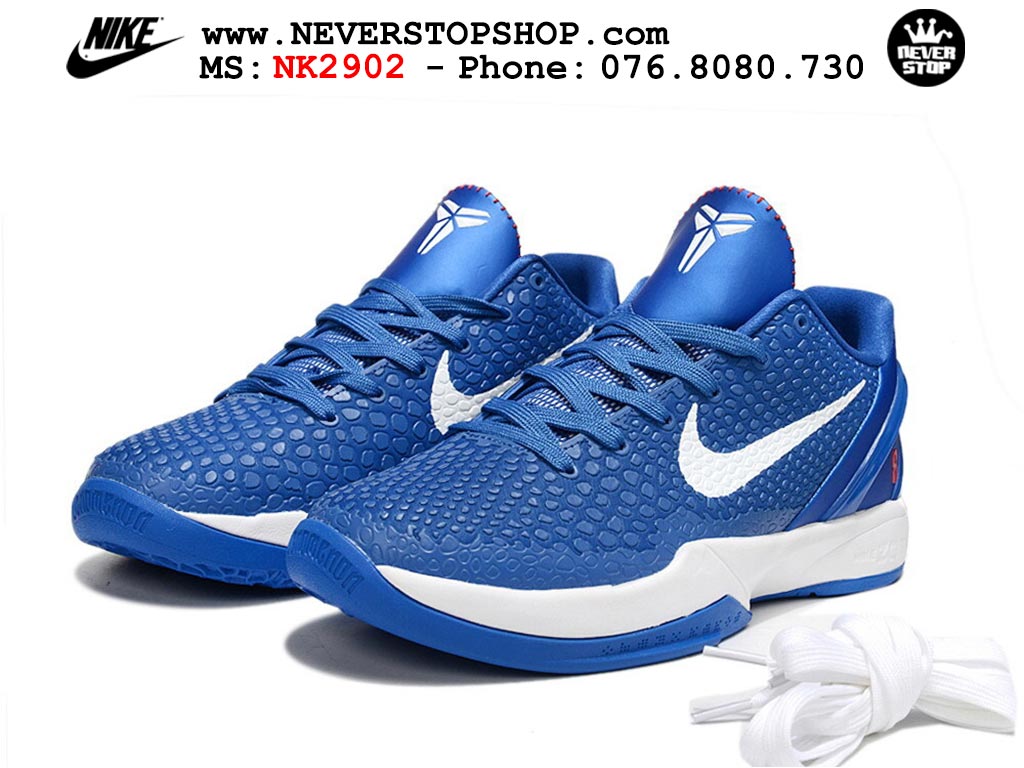 Giày bóng rổ nam nữ Nike Kobe 6 Xanh Dương Trắng hàng đẹp replica 1:1 best quality giá rẻ tại NeverStop Sneaker Shop Quận 3 HCM