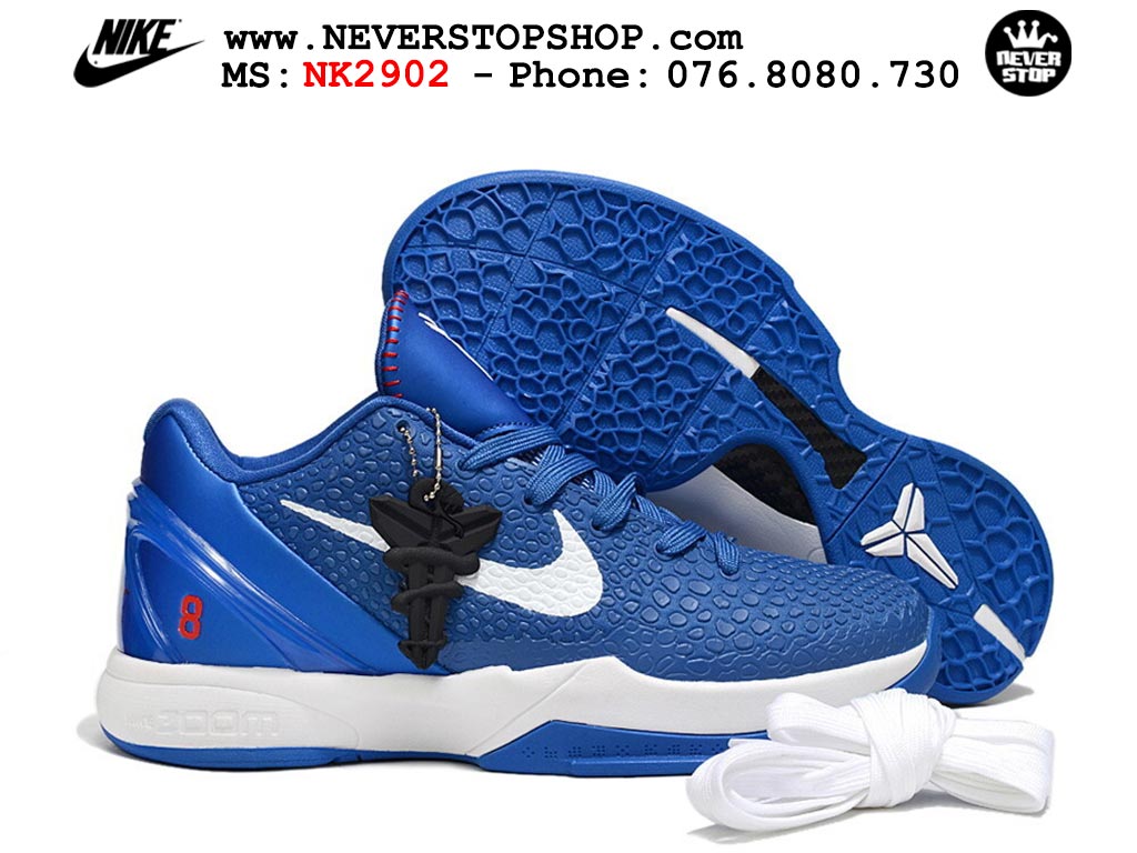 Giày bóng rổ nam nữ Nike Kobe 6 Xanh Dương Trắng hàng đẹp replica 1:1 best quality giá rẻ tại NeverStop Sneaker Shop Quận 3 HCM