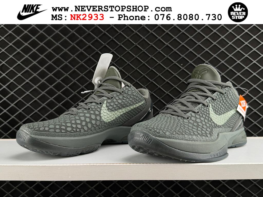 Giày bóng rổ nam nữ Nike Kobe 6 Đen Xám hàng đẹp replica 1:1 best quality giá rẻ tại NeverStop Sneaker Shop Quận 3 HCM