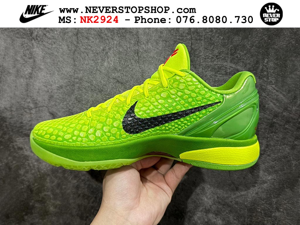 Giày bóng rổ nam nữ Nike Kobe 6 Xanh Lá Đỏ hàng đẹp replica 1:1 best quality giá rẻ tại NeverStop Sneaker Shop Quận 3 HCM
