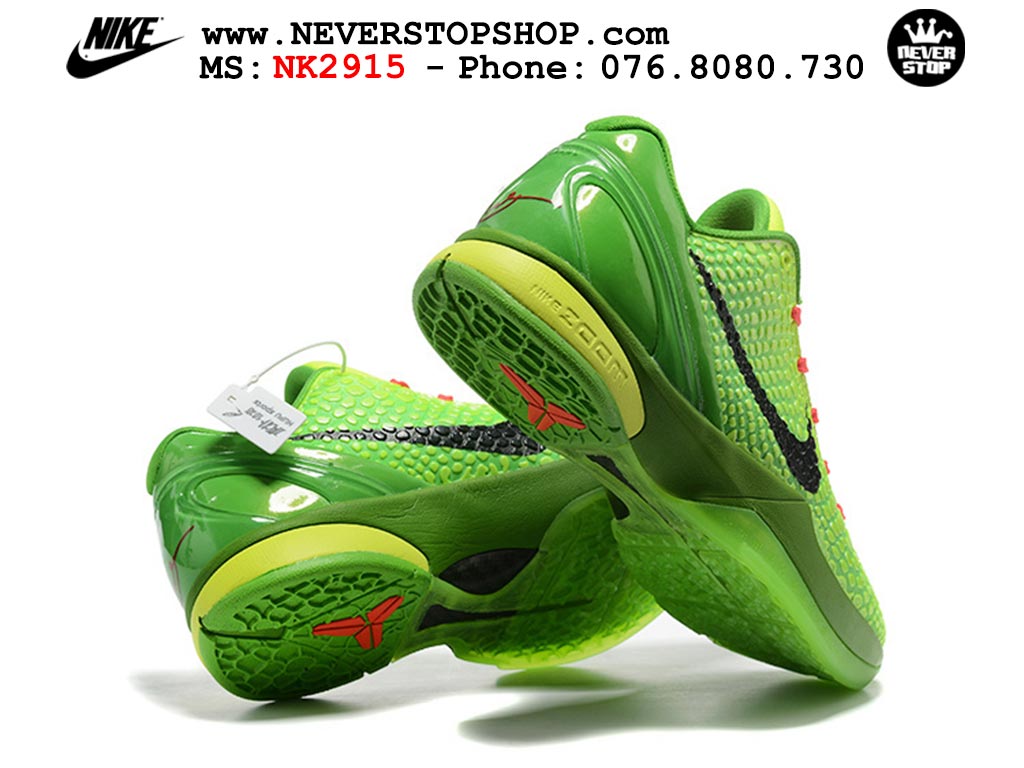 Giày bóng rổ NIKE KOBE 6 GRINCH cổ thấp hàng chuẩn replica 1:1 like auth, giá rẻ tốt nhất quận 3 HCM tại NeverStop Sneaker Shop Giày bóng rổ nam nữ Nike Kobe 6 Xanh Lá Đỏ hàng đẹp replica 1:1 best quality giá rẻ tại NeverStop Sneaker Shop Quận 3 HCM