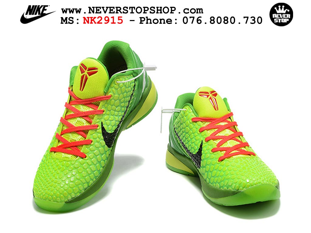 Giày bóng rổ NIKE KOBE 6 GRINCH cổ thấp hàng chuẩn replica 1:1 like auth, giá rẻ tốt nhất quận 3 HCM tại NeverStop Sneaker Shop Giày bóng rổ nam nữ Nike Kobe 6 Xanh Lá Đỏ hàng đẹp replica 1:1 best quality giá rẻ tại NeverStop Sneaker Shop Quận 3 HCM
