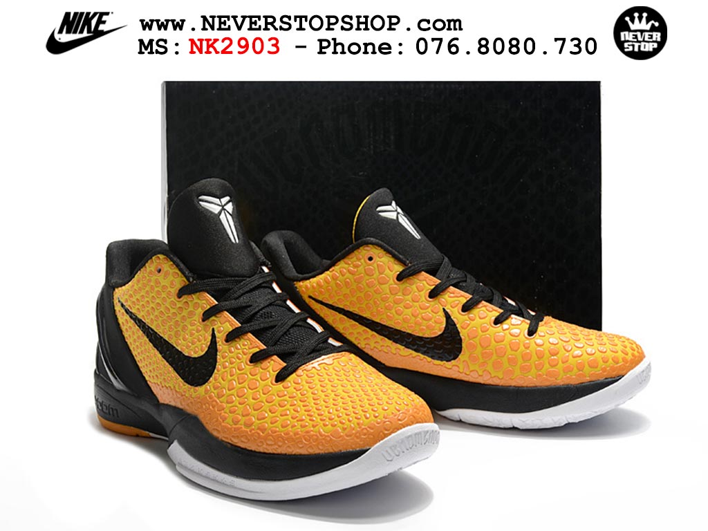 Giày bóng rổ nam nữ Nike Kobe 6 Vàng Đen hàng đẹp replica 1:1 best quality giá rẻ tại NeverStop Sneaker Shop Quận 3 HCM