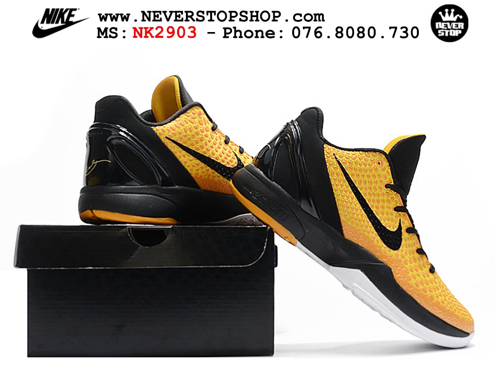 Giày bóng rổ nam nữ Nike Kobe 6 Vàng Đen hàng đẹp replica 1:1 best quality giá rẻ tại NeverStop Sneaker Shop Quận 3 HCM