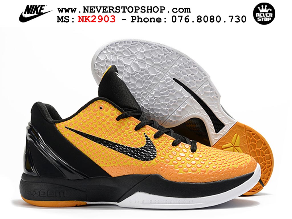Giày bóng rổ nam nữ Nike Kobe 6 Vàng Đen hàng đẹp replica 1:1 best quality giá rẻ tại NeverStop Sneaker Shop Quận 3 HCM