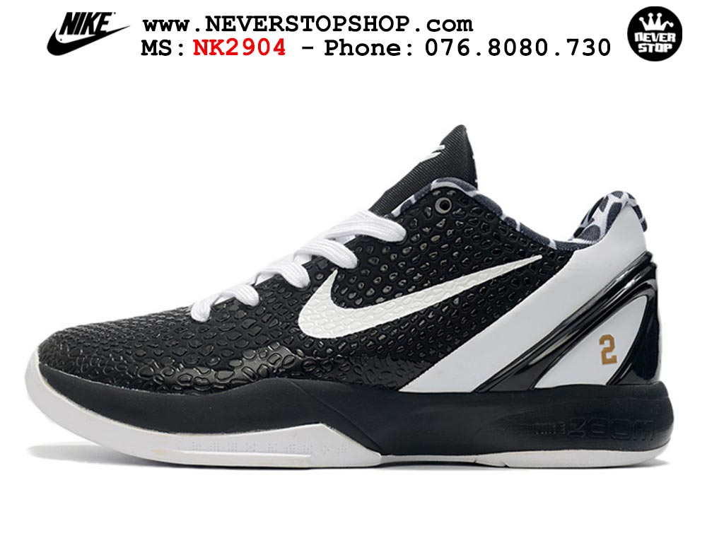 Giày bóng rổ nam nữ Nike Kobe 6 Đen Trắng hàng đẹp replica 1:1 best quality giá rẻ tại NeverStop Sneaker Shop Quận 3 HCM