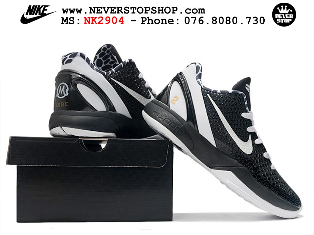 Giày bóng rổ nam nữ Nike Kobe 6 Đen Trắng hàng đẹp replica 1:1 best quality giá rẻ tại NeverStop Sneaker Shop Quận 3 HCM