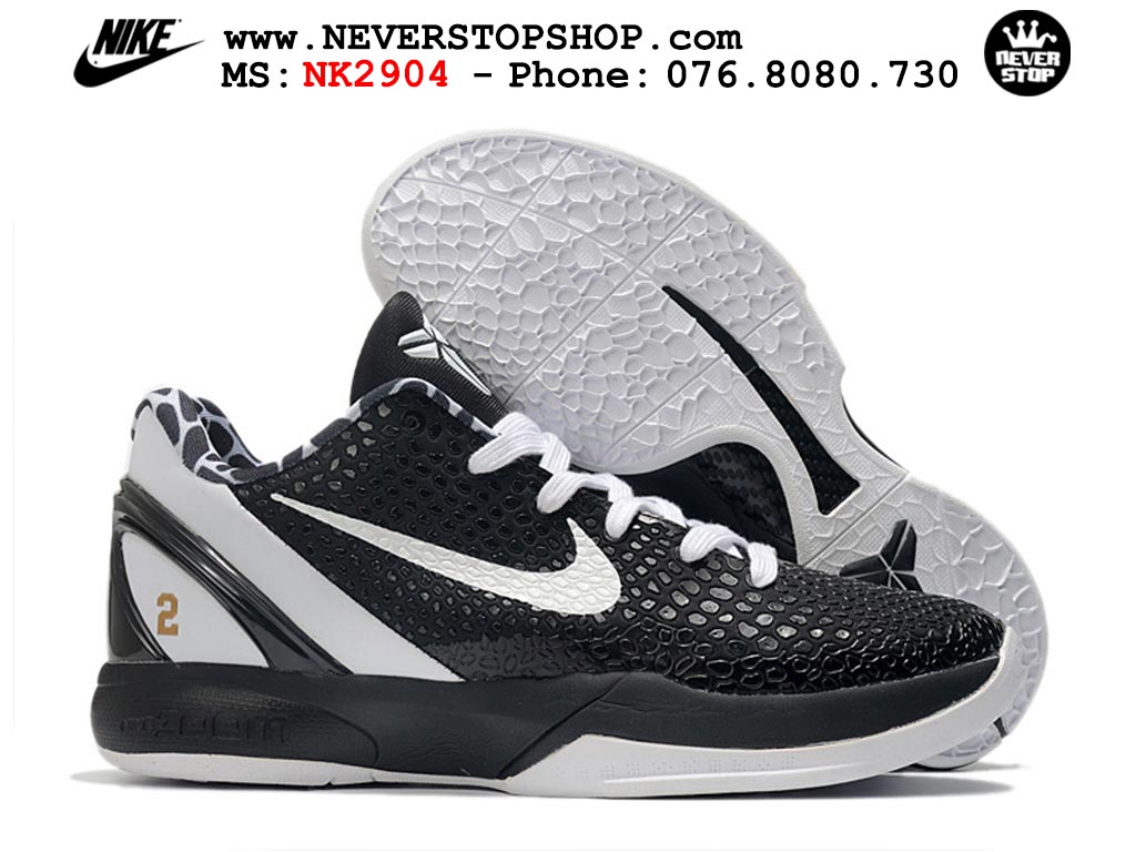 Giày bóng rổ nam nữ Nike Kobe 6 Đen Trắng hàng đẹp replica 1:1 best quality giá rẻ tại NeverStop Sneaker Shop Quận 3 HCM