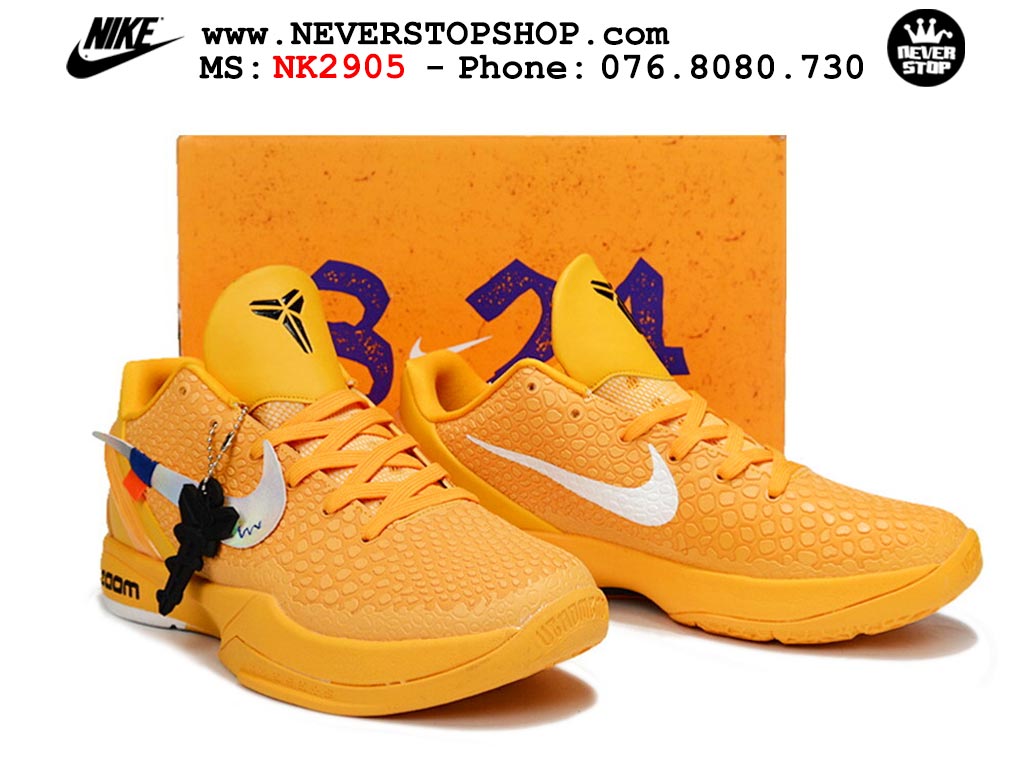 Giày bóng rổ nam nữ Nike Kobe 6 Vàng Trắng hàng đẹp replica 1:1 best quality giá rẻ tại NeverStop Sneaker Shop Quận 3 HCM