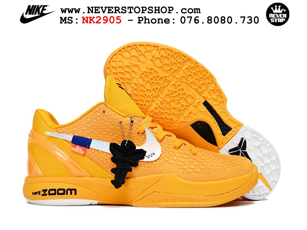 Giày bóng rổ nam nữ Nike Kobe 6 Vàng Trắng hàng đẹp replica 1:1 best quality giá rẻ tại NeverStop Sneaker Shop Quận 3 HCM