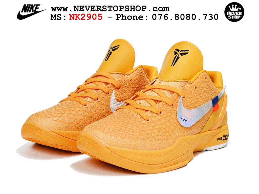 Giày bóng rổ nam nữ Nike Kobe 6 Vàng Trắng hàng đẹp replica 1:1 best quality giá rẻ tại NeverStop Sneaker Shop Quận 3 HCM