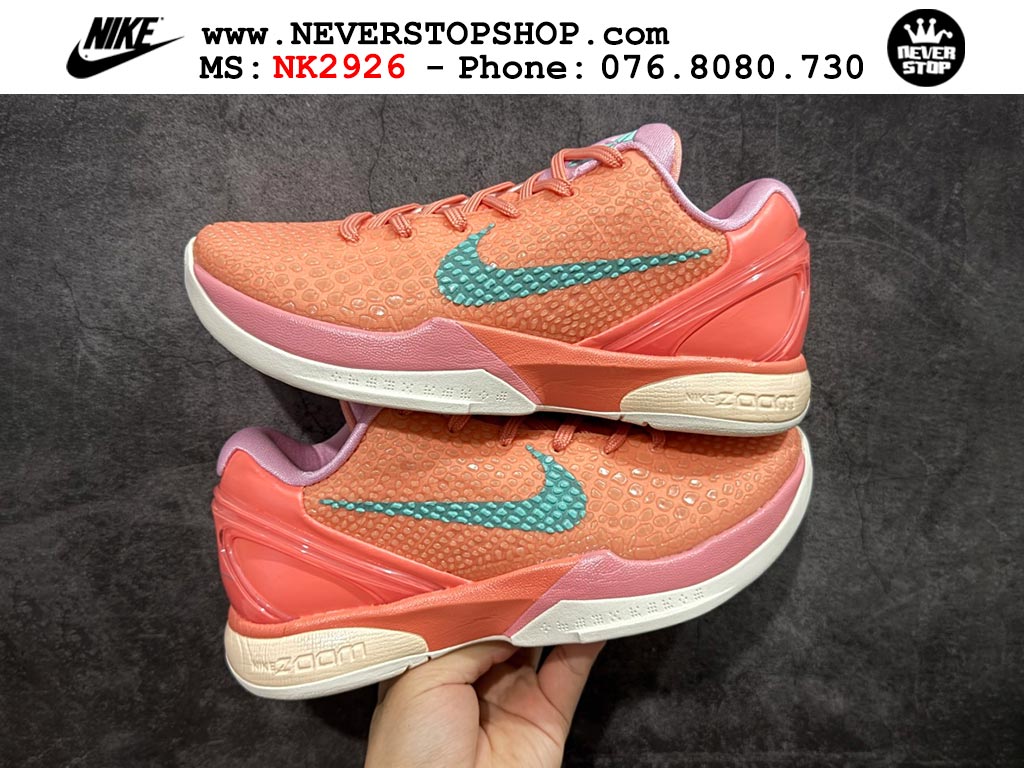 Giày bóng rổ nam nữ Nike Kobe 6 Cam Hồng hàng đẹp replica 1:1 best quality giá rẻ tại NeverStop Sneaker Shop Quận 3 HCM