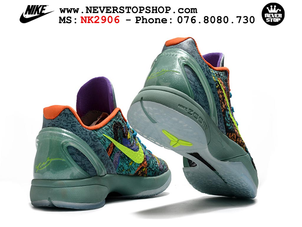 Giày bóng rổ nam nữ Nike Kobe 6 Xanh Cam hàng đẹp replica 1:1 best quality giá rẻ tại NeverStop Sneaker Shop Quận 3 HCM
