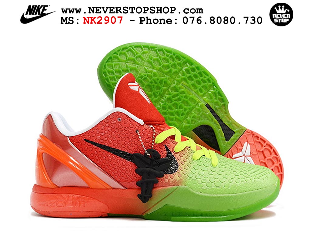 Giày bóng rổ nam nữ Nike Kobe 6 Đỏ Xanh Lá hàng đẹp replica 1:1 best quality giá rẻ tại NeverStop Sneaker Shop Quận 3 HCM