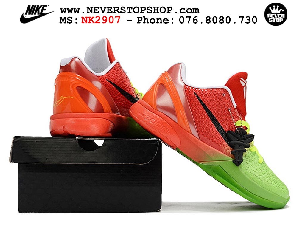 Giày bóng rổ nam nữ Nike Kobe 6 Đỏ Xanh Lá hàng đẹp replica 1:1 best quality giá rẻ tại NeverStop Sneaker Shop Quận 3 HCM