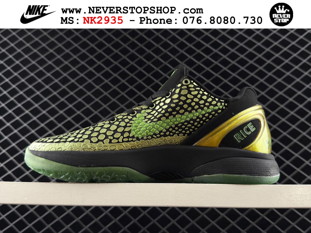 Giày bóng rổ nam nữ Nike Kobe 6 Xanh Lá Vàng hàng đẹp replica 1:1 best quality giá rẻ tại NeverStop Sneaker Shop Quận 3 HCM