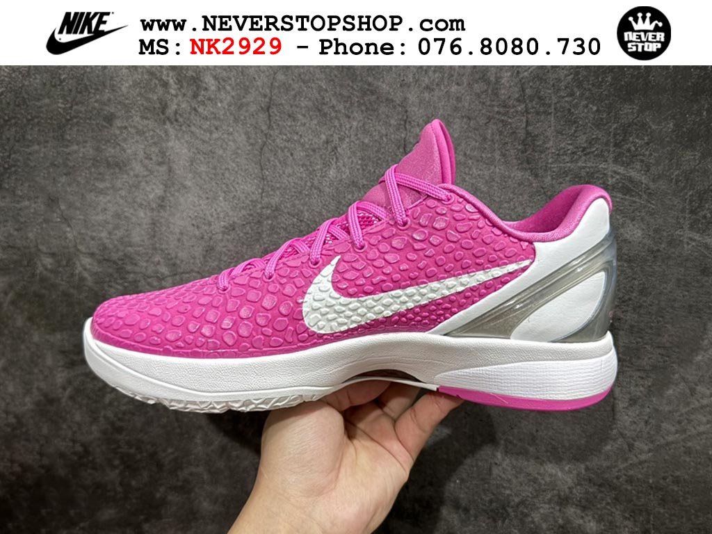 Giày bóng rổ nam nữ Nike Kobe 6 Hồng Trắng hàng đẹp replica 1:1 best quality giá rẻ tại NeverStop Sneaker Shop Quận 3 HCM
