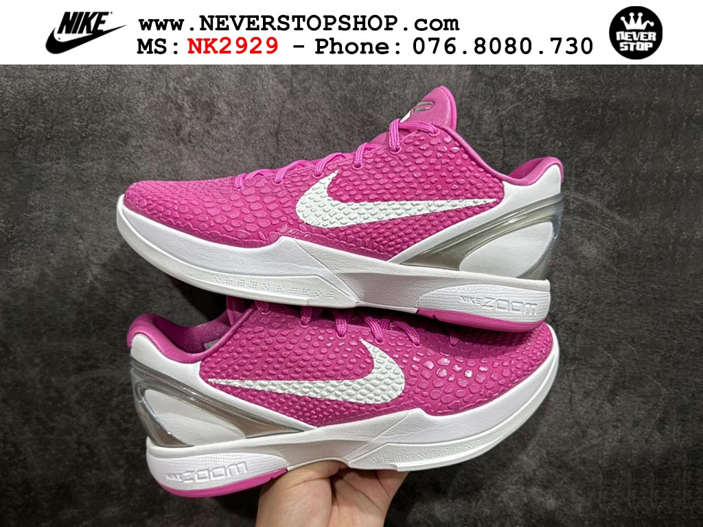 Giày bóng rổ nam nữ Nike Kobe 6 Hồng Trắng hàng đẹp replica 1:1 best quality giá rẻ tại NeverStop Sneaker Shop Quận 3 HCM