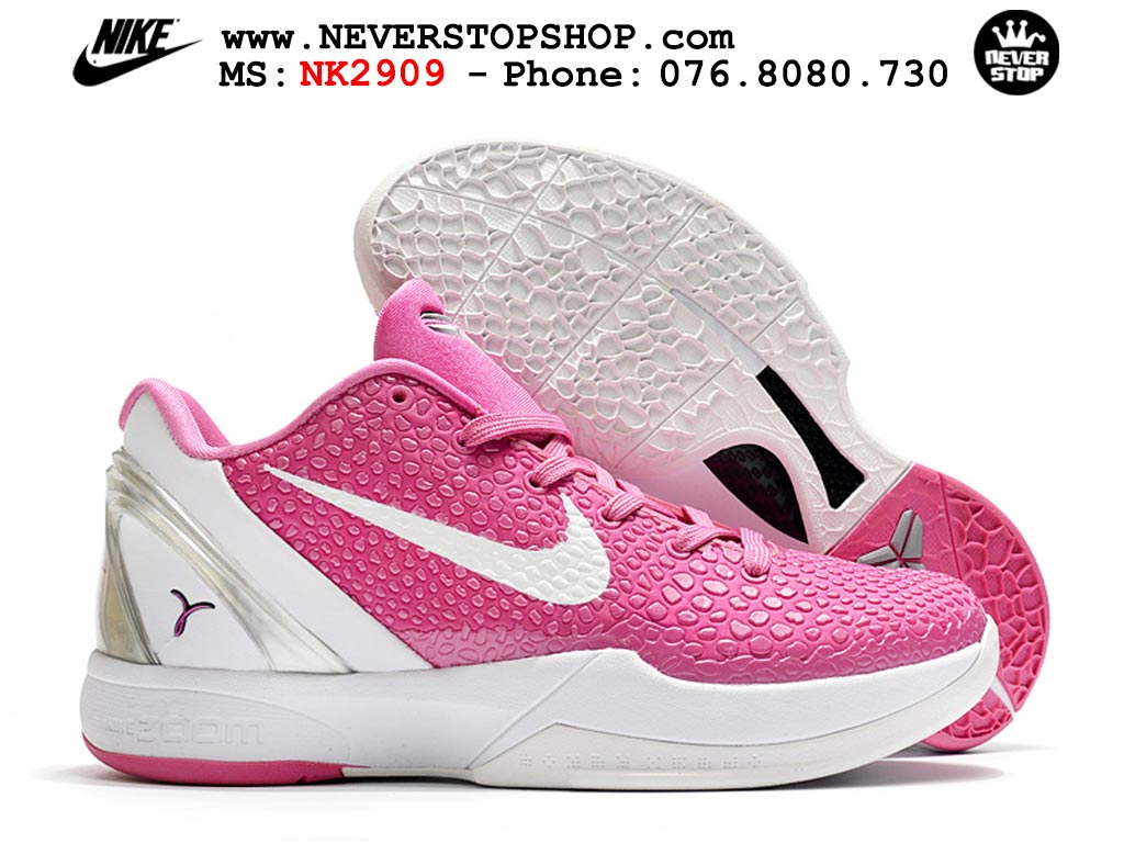 Giày bóng rổ nam nữ Nike Kobe 6 Hồng Trắng hàng đẹp replica 1:1 best quality giá rẻ tại NeverStop Sneaker Shop Quận 3 HCM