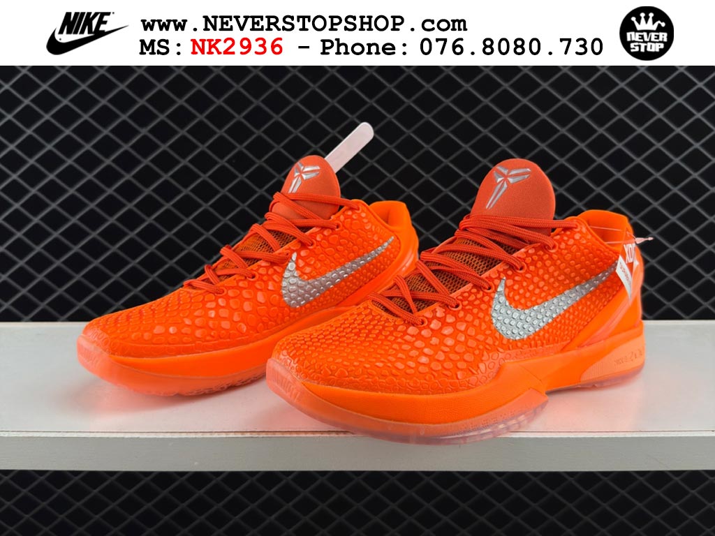 Giày bóng rổ nam nữ Nike Kobe 6 Cam Xám hàng đẹp replica 1:1 best quality giá rẻ tại NeverStop Sneaker Shop Quận 3 HCM