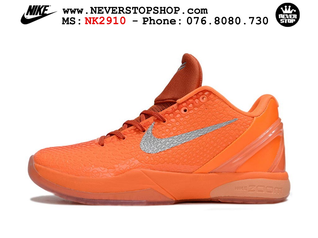 Giày bóng rổ nam nữ Nike Kobe 6 Cam Xám hàng đẹp replica 1:1 best quality giá rẻ tại NeverStop Sneaker Shop Quận 3 HCM
