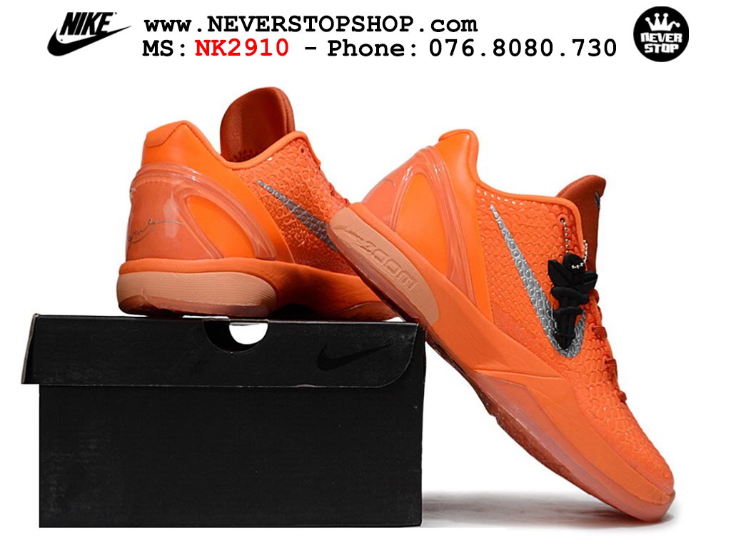 Giày bóng rổ nam nữ Nike Kobe 6 Cam Xám hàng đẹp replica 1:1 best quality giá rẻ tại NeverStop Sneaker Shop Quận 3 HCM