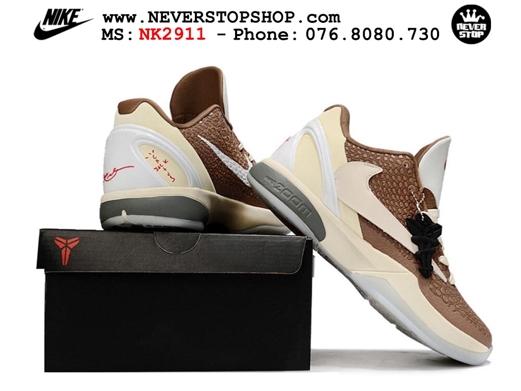 Giày bóng rổ nam nữ Nike Kobe 6 Nâu Kem hàng đẹp replica 1:1 best quality giá rẻ tại NeverStop Sneaker Shop Quận 3 HCM