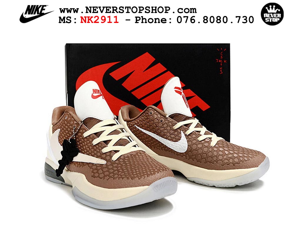 Giày bóng rổ nam nữ Nike Kobe 6 Nâu Kem hàng đẹp replica 1:1 best quality giá rẻ tại NeverStop Sneaker Shop Quận 3 HCM