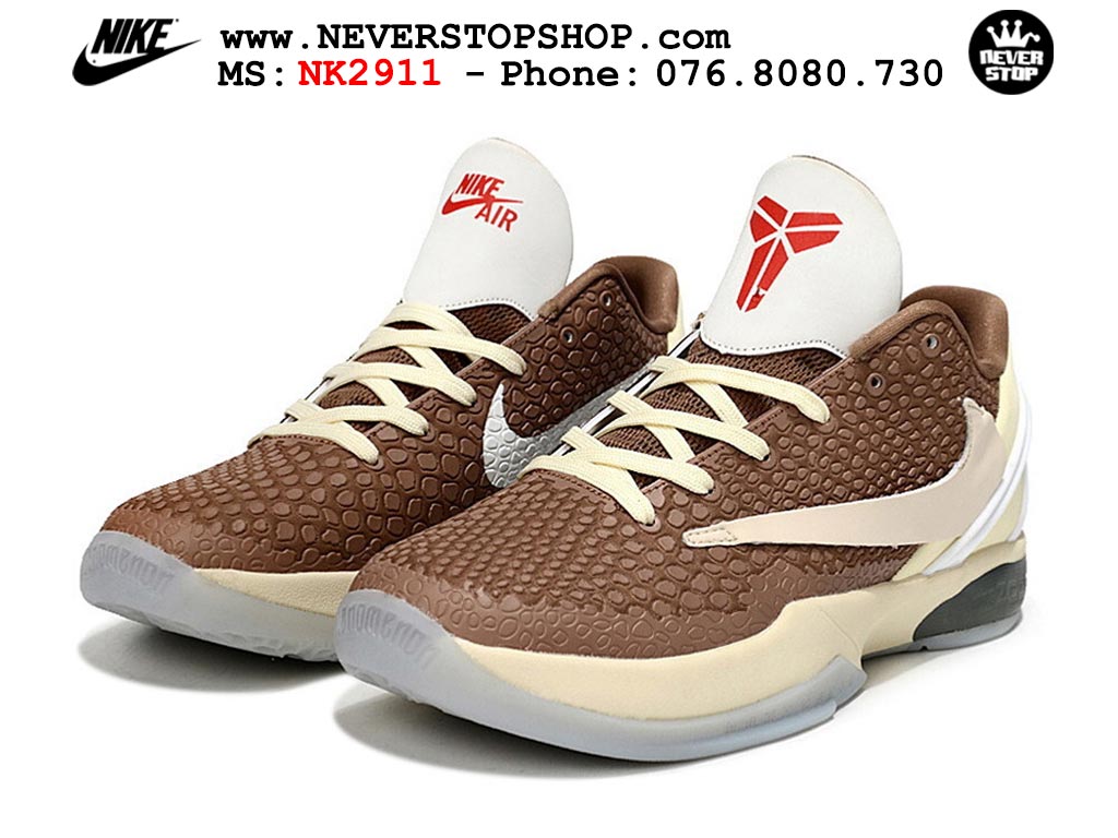 Giày bóng rổ nam nữ Nike Kobe 6 Nâu Kem hàng đẹp replica 1:1 best quality giá rẻ tại NeverStop Sneaker Shop Quận 3 HCM