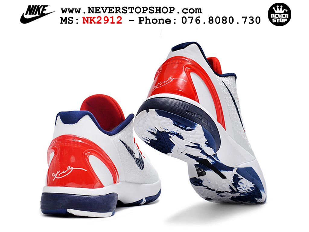 Giày bóng rổ nam nữ Nike Kobe 6 Trắng Đỏ hàng đẹp replica 1:1 best quality giá rẻ tại NeverStop Sneaker Shop Quận 3 HCM