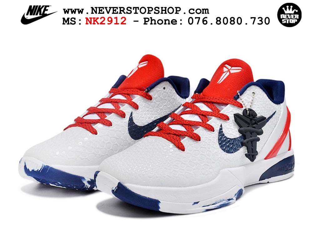 Giày bóng rổ nam nữ Nike Kobe 6 Trắng Đỏ hàng đẹp replica 1:1 best quality giá rẻ tại NeverStop Sneaker Shop Quận 3 HCM
