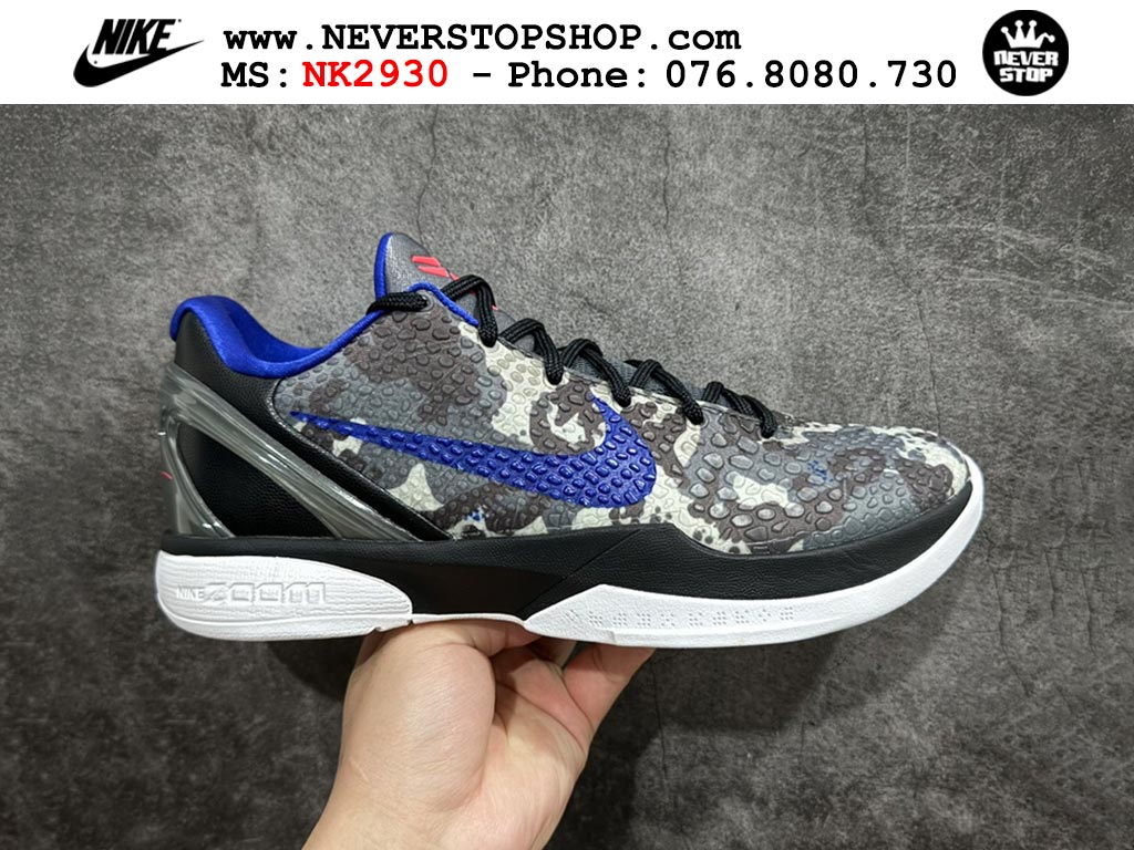 Giày bóng rổ nam nữ Nike Kobe 6 Xám Xanh Dương hàng đẹp replica 1:1 best quality giá rẻ tại NeverStop Sneaker Shop Quận 3 HCM