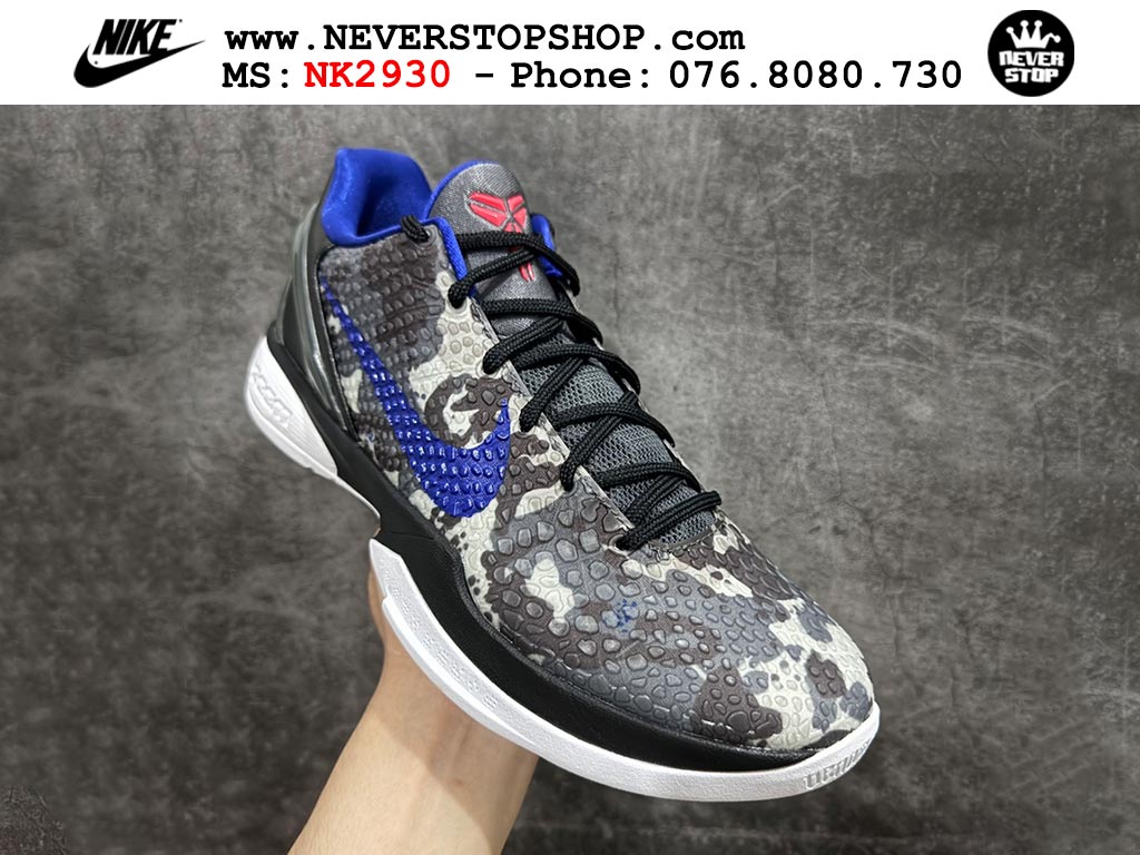 Giày bóng rổ nam nữ Nike Kobe 6 Xám Xanh Dương hàng đẹp replica 1:1 best quality giá rẻ tại NeverStop Sneaker Shop Quận 3 HCM