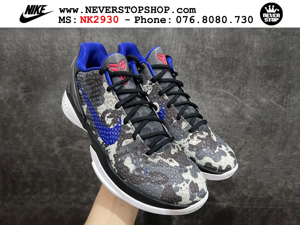 Giày bóng rổ nam nữ Nike Kobe 6 Xám Xanh Dương hàng đẹp replica 1:1 best quality giá rẻ tại NeverStop Sneaker Shop Quận 3 HCM
