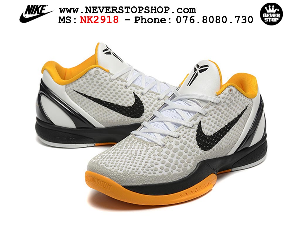 Giày bóng rổ NIKE KOBE 6 WHITE DEL SOL cổ thấp hàng chuẩn replica 1:1 like auth, giá rẻ tốt nhất quận 3 HCM tại NeverStop Sneaker Shop Giày bóng rổ nam nữ Nike Kobe 6 Trắng Đen hàng đẹp replica 1:1 best quality giá rẻ tại NeverStop Sneaker Shop Quận 3 HCM