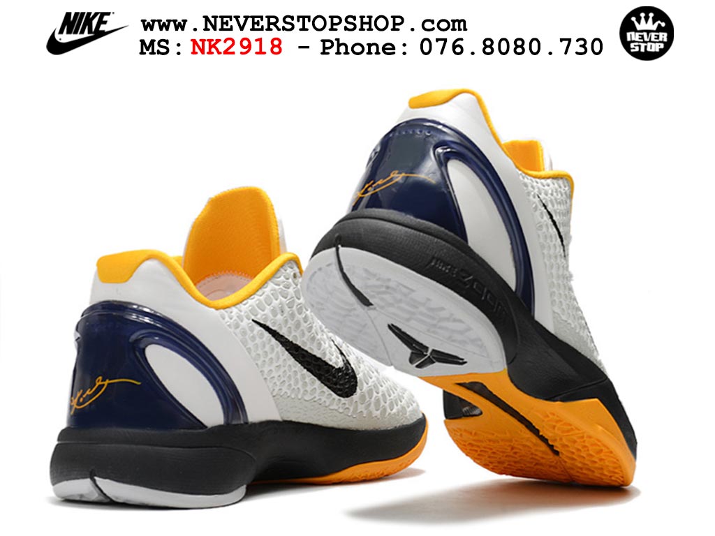 Giày bóng rổ NIKE KOBE 6 WHITE DEL SOL cổ thấp hàng chuẩn replica 1:1 like auth, giá rẻ tốt nhất quận 3 HCM tại NeverStop Sneaker Shop Giày bóng rổ nam nữ Nike Kobe 6 Trắng Đen hàng đẹp replica 1:1 best quality giá rẻ tại NeverStop Sneaker Shop Quận 3 HCM