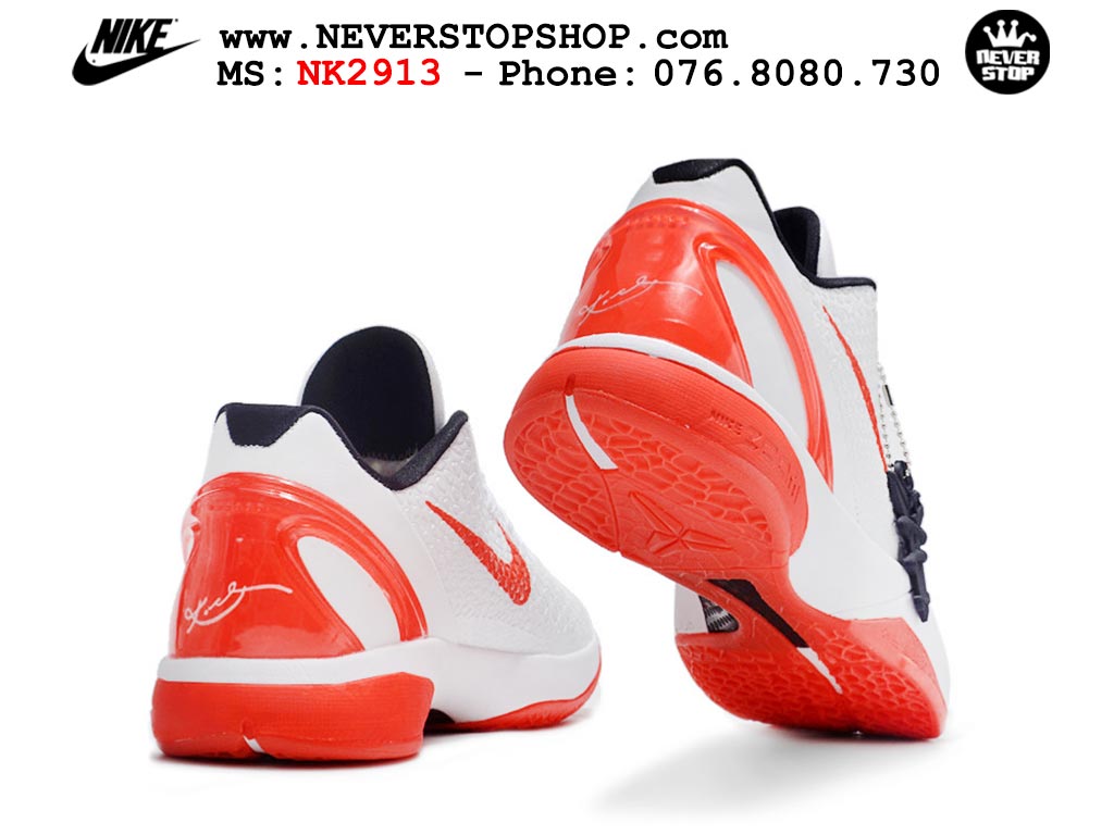 Giày bóng rổ nam nữ Nike Kobe 6 Trắng Đỏ hàng đẹp replica 1:1 best quality giá rẻ tại NeverStop Sneaker Shop Quận 3 HCM