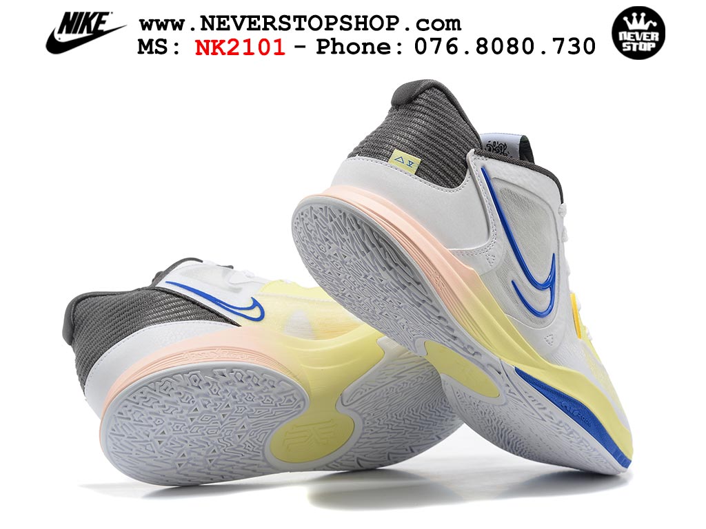 Giày bóng rổ nam cổ thấp Nike Kyrie 5 Low Trắng Vàng hàng đẹp chuyên outdoor indoor chất lượng cao giá rẻ tại NeverStop Sneaker Shop Hồ Chí Minh