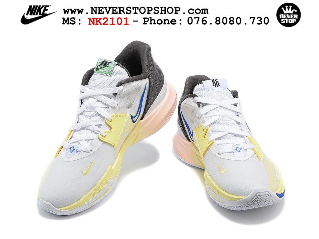 Giày bóng rổ nam cổ thấp Nike Kyrie 5 Low Trắng Vàng hàng đẹp chuyên outdoor indoor chất lượng cao giá rẻ tại NeverStop Sneaker Shop Hồ Chí Minh