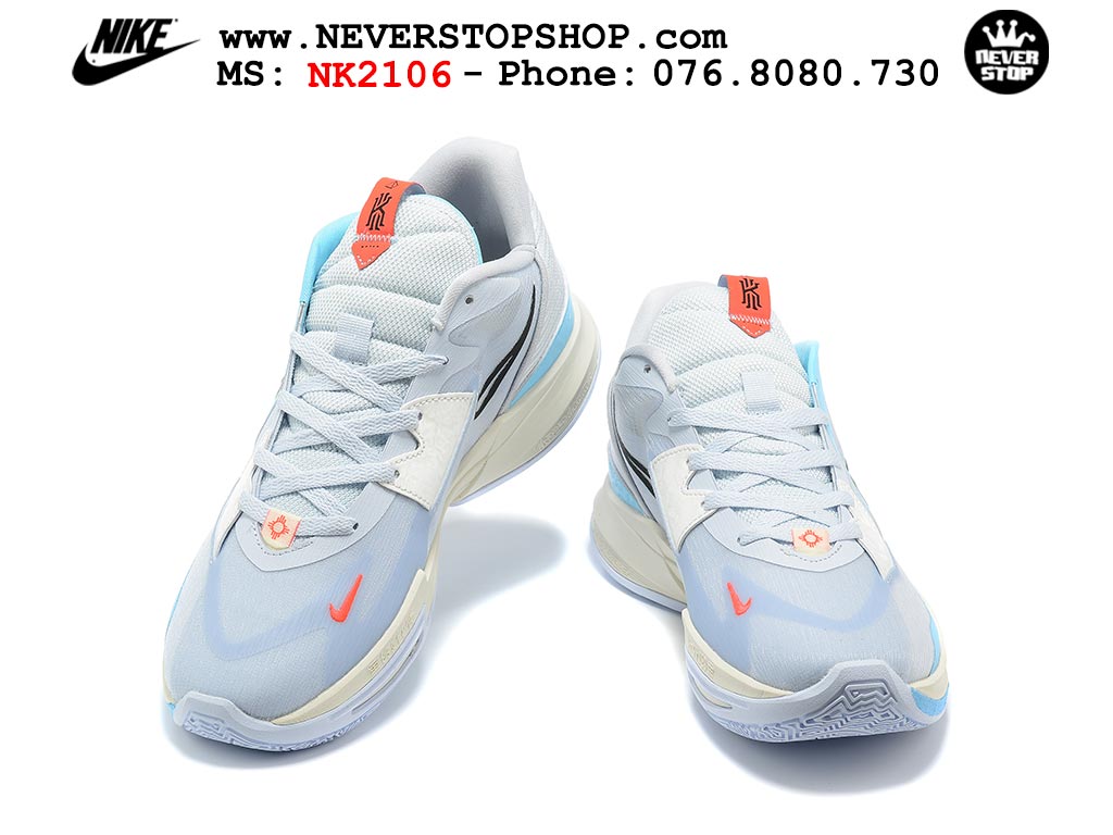 Giày bóng rổ nam cổ thấp Nike Kyrie 5 Low Trắng Xanh hàng đẹp chuyên outdoor indoor chất lượng cao giá rẻ tại NeverStop Sneaker Shop Hồ Chí Minh