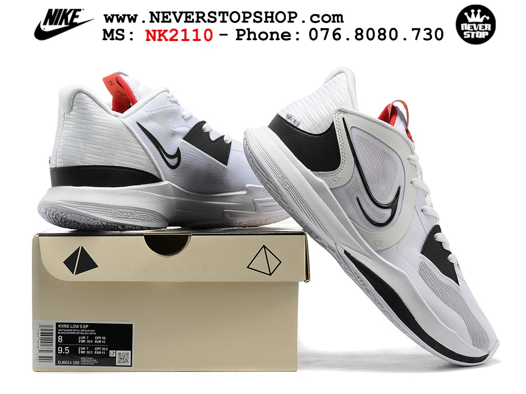 Giày bóng rổ nam cổ thấp Nike Kyrie 5 Low Trắng Đỏ hàng đẹp chuyên outdoor indoor chất lượng cao giá rẻ tại NeverStop Sneaker Shop Hồ Chí Minh