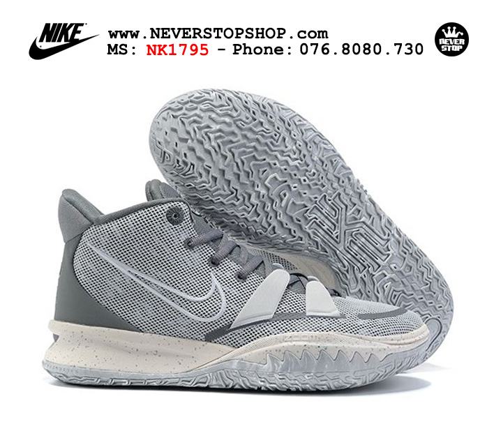Giày bóng rổ Nike Kyrie 7 Xám Trằng cổ cao hàng chuẩn sfake replica chuyên outdoor indoor giá tốt HCM