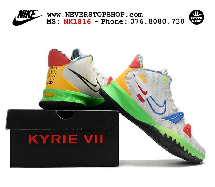 Giày bóng rổ Nike Kyrie 7 Trắng Đỏ Xanh cổ cao hàng chuẩn sfake replica chuyên outdoor indoor giá tốt HCM