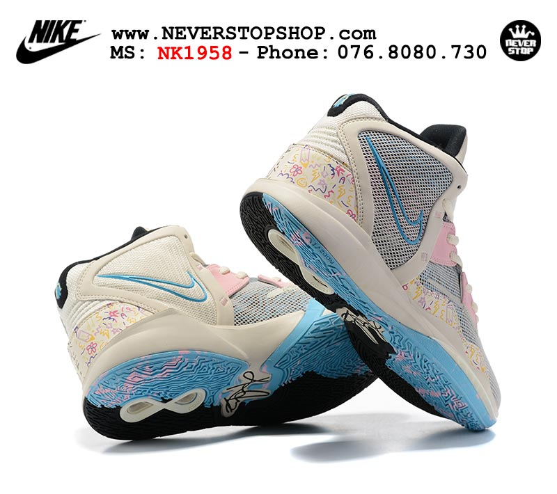 Giày Nike Kyrie 8 Xám Xanh bóng rổ nam hàng đẹp replica sfake giá rẻ tại NeverStop Sneaker Shop Quận 3 HCM