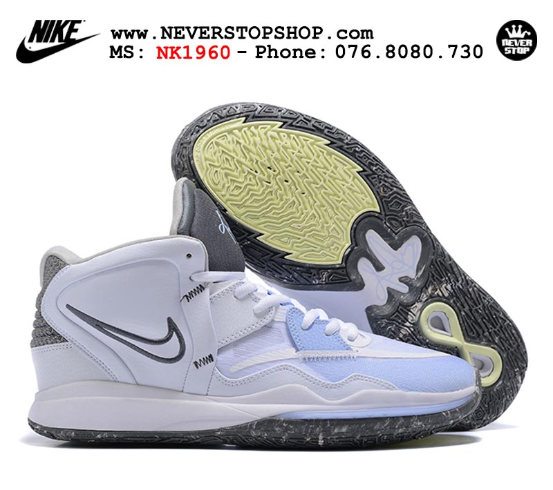 Giày Nike Kyrie 8 Trắng Xanh bóng rổ nam hàng đẹp replica sfake giá rẻ tại NeverStop Sneaker Shop Quận 3 HCM